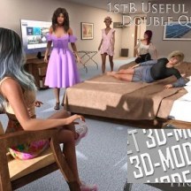 Daz3D, Poser: 1stB Useful Poses for Double Queen Beds Hotel Room