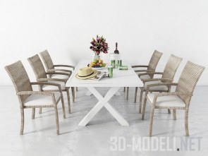 Мебель для террасы с белым столом