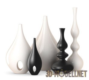 Set of black and white vases