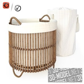 Плетеная и текстильная бельевые корзины от Zara Home