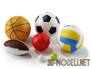 Набор 3d моделей спортивных мячей