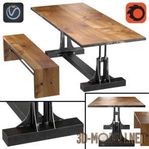 Обеденный стол и скамья Post Industrial