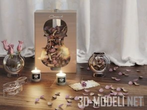 Свечи Maison Noir, вазы и лепестки роз