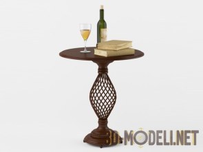 Круглый чайный столик с вином и книгами