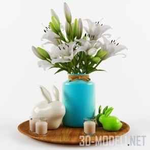 Белые лилии, свечи и кролики
