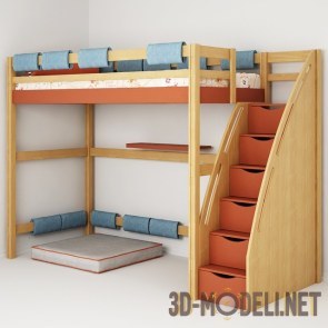 Детская кровать с лестницей-тумбой