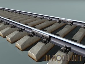 Железнодорожные рельсы с бетонными шпалами