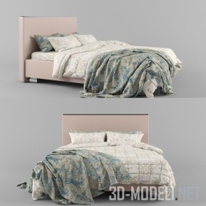 Розовая кровать с постельным бельем
