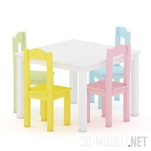 Стол и цветные стульчики