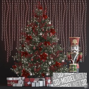 Рождественская елка с подарками и фигуркой Щелкунчика