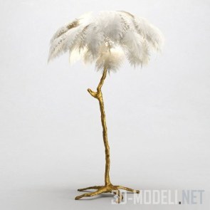 Лампа из страусиных перьев с золотой основой