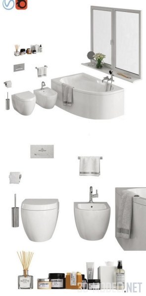 Набор предметов для интерьера ванной комнаты