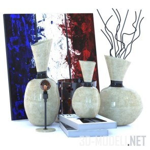 Набор с вазами и сине-бело-красной картиной