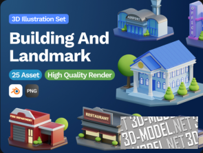 [3Д Модели] 3D Building and Landmarks Illustration