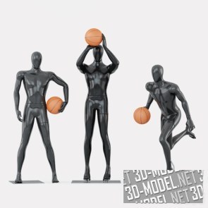 Черные манекены с баскетбольным мячом