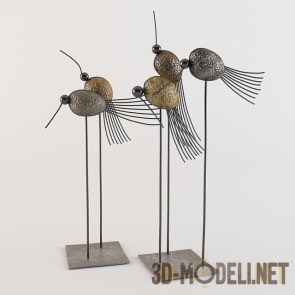 Декоративные птички из молоткового металла