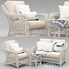 Садовое кресло Hampton, диван и стол