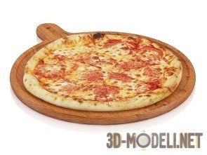 Целая пицца на деревянной доске