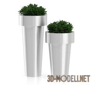 Металлические вазы с декоративной зеленью
