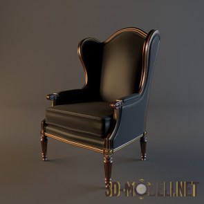 Кресло классика в коричневой коже