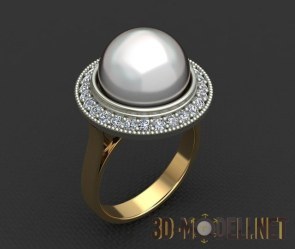 Перстень с крупной жемчужиной от Nudora