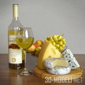 Набор сыров с фруктами и белым вином