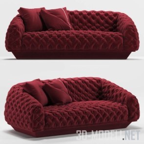 Красный диван с капитоне
