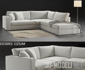 Угловой диван Desiree OZIUM с торшером и пледом