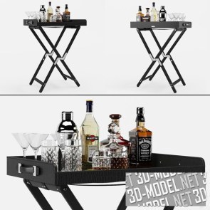 Барный стол от Ralph Lauren с алкоголем и посудой