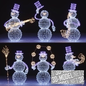 Светящиеся декоративные фигуры снеговиков