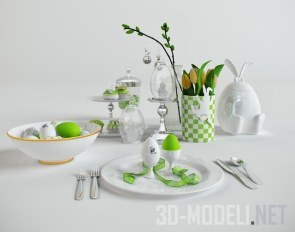 Бело-зеленая декоративная сервировка