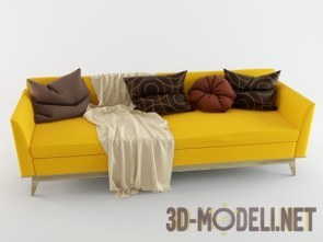 Желтый диван с декоративными подушками
