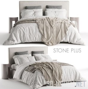 Кровать Stone Plus с тумбами Gong от Meridiani