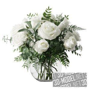 Белые розы в прозрачной вазе