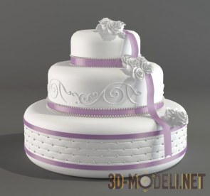 Свадебный трёхъярусный белый торт