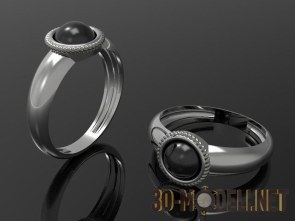 Серебряное кольцо с черным камнем