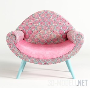Розовое кресло с голубыми ножками