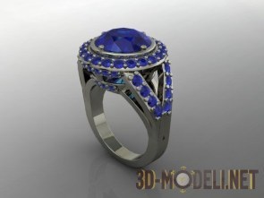 Кольцо с синими камнями