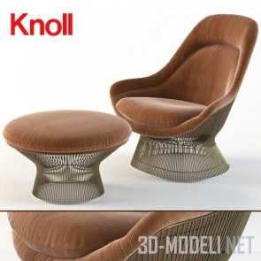 Кресло и пуф Easy Knoll, дизайн Warren Platner