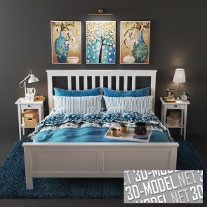 Белая спальня HEMES от IKEA с декором и аксессуарами
