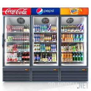 Три витрины-холодильника Coca-cola, с напитками