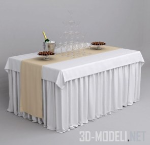 Стол с шампанским и бокалами