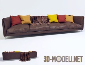Четырёхместный кожаный диван в современном стиле