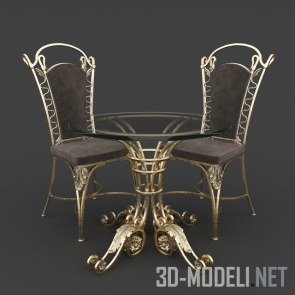 Два кованых стула и стол