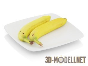 Два банана на тарелке