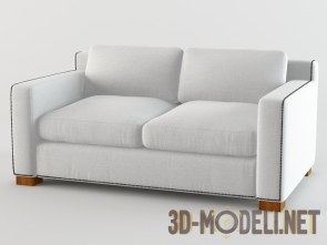 Белый мягкий двухместный диван
