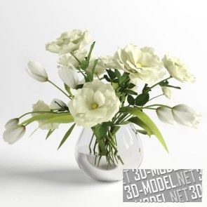 Букет белых цветов (тюльпаны и эустома)