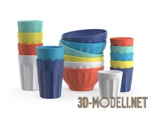 Набор из керамических чаш и чашек