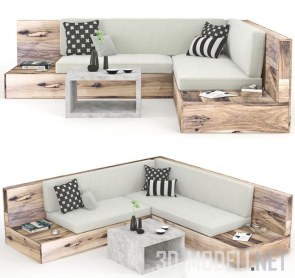 Угловой диван на деревянной основе