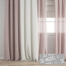 3d-модель Нежные бело-розовые шторы